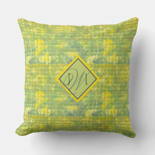 Almofada Abstrato Geométrico Cheerical Amarelo e Verde (Frente)