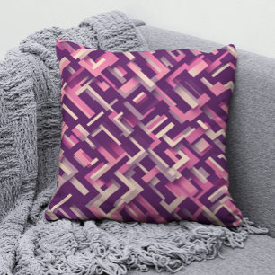 Almofada Abstrato Geométrico com Roxo&rosa Rústico