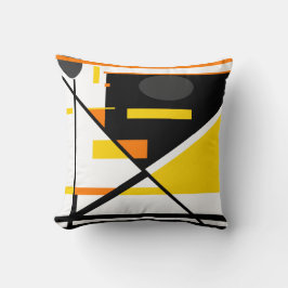 Almofada Abstrato Geométrico Dourado de Cinza Laranja Branc