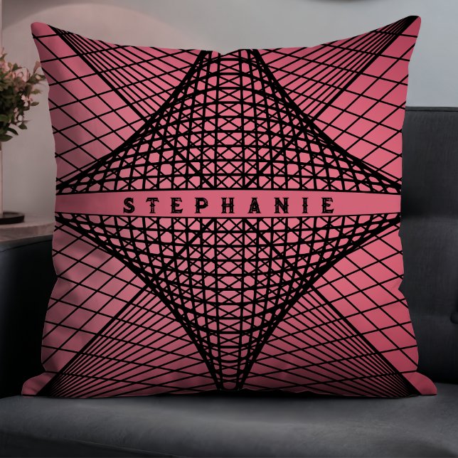 Almofada Abstrato Geométrico Moderno, Rosa E Preto, (Criador carregado)