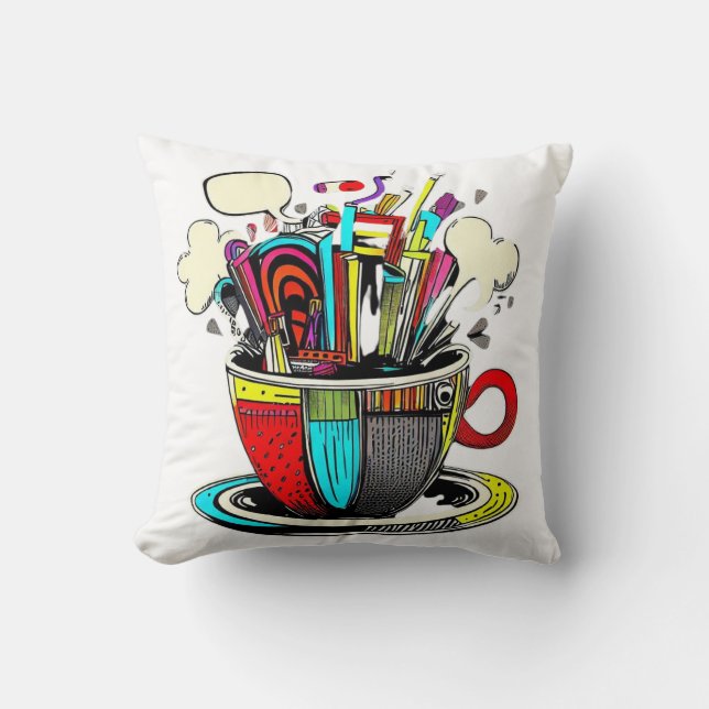 Almofada Abstrato Gráfico De Café (Frente)