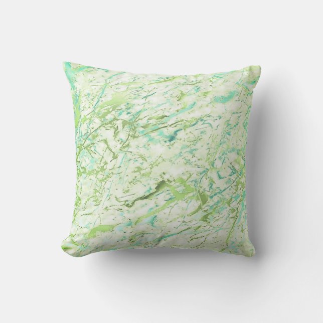 Almofada Abstrato Greenery Vivid Mint Azul Marble Luxury (Frente)