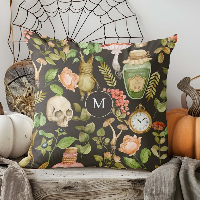 Almofada Abstrato Halloween do Flor do Cogumelo da Planta d (Criador carregado)