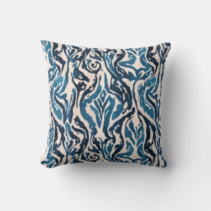 Almofada Abstrato Ikat Watercolor Azul Inspirado
