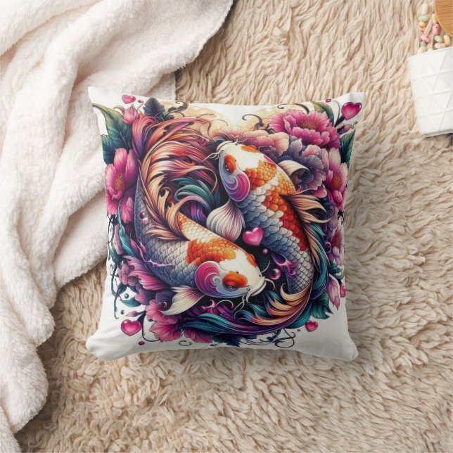 Almofada Abstrato koi voa-ondas sakura vibrante oriental (Cobertor)