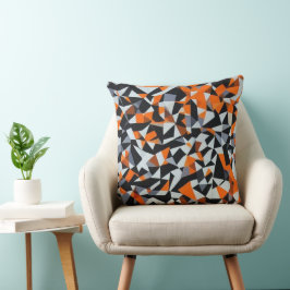 Almofada Abstrato Laranja e Arte Geométrica Negra