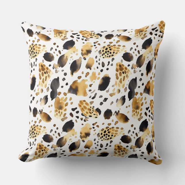 Almofada Abstrato-leopardo branco-Dourado (Frente)