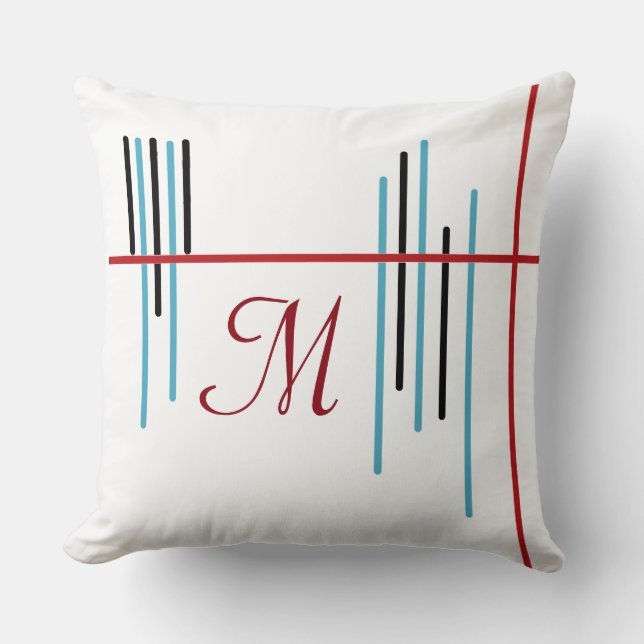 Almofada Abstrato linha Design 1 com monograma (Frente)
