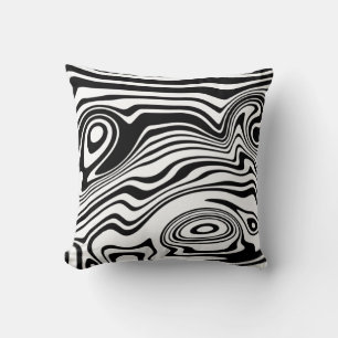 Almofada Abstrato - Linhas Pretas e Brancas Adormecidas - P