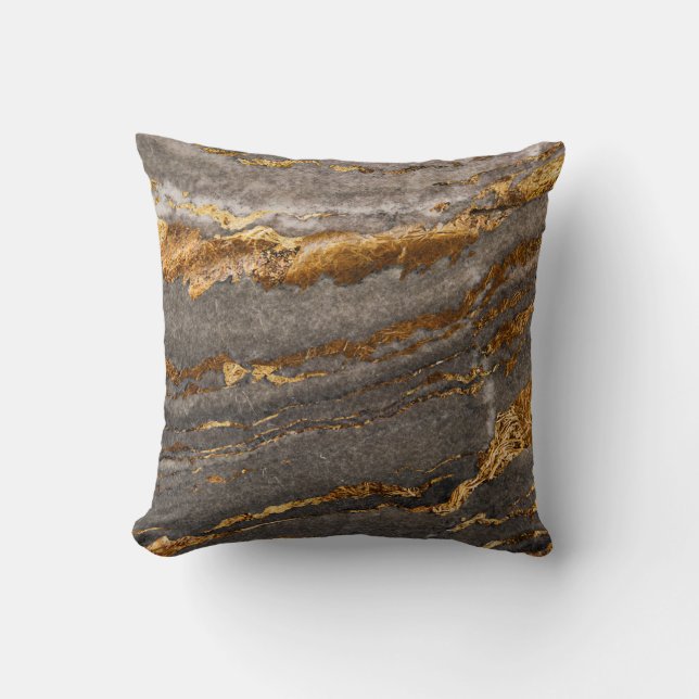 Almofada Abstrato Marble com Dourado (Frente)