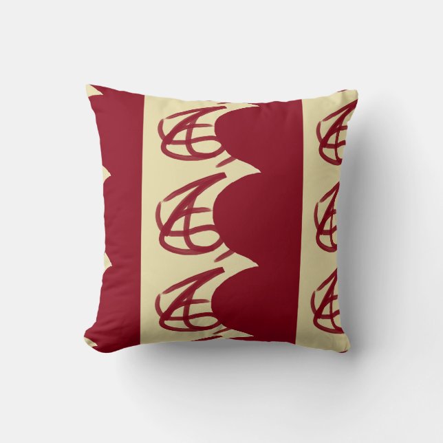 Almofada Abstrato maroon e marrom (Frente)