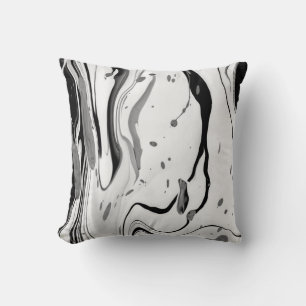Almofada Abstrato Mínimo Contemporâneo Branco Preto