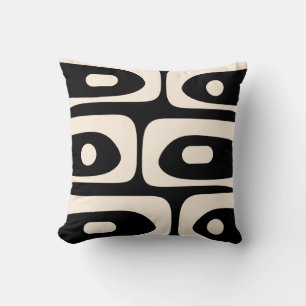 Almofada Abstrato Mínimo Negro e Creme do século Médio Piqu