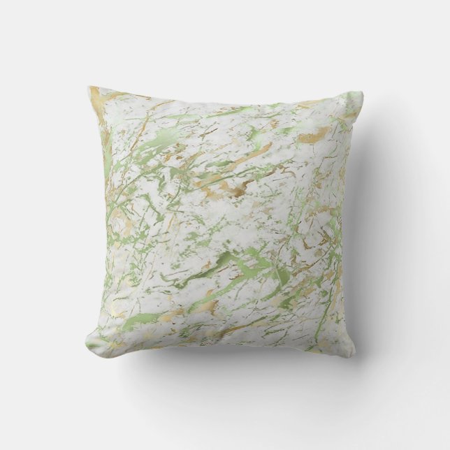Almofada Abstrato Mint Green Dourado Marble Luxury (Frente)