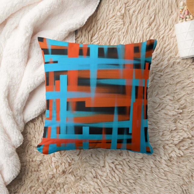 Almofada Abstrato Modern Orange Blue Bruskes (Cobertor)