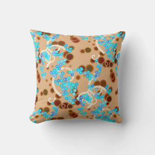 Almofada Abstrato moderno Confetti Impressão, Aqua e Brown