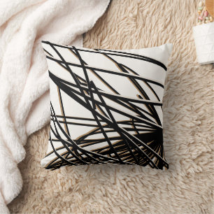 Almofada Abstrato Na moda preto branco e Dourado