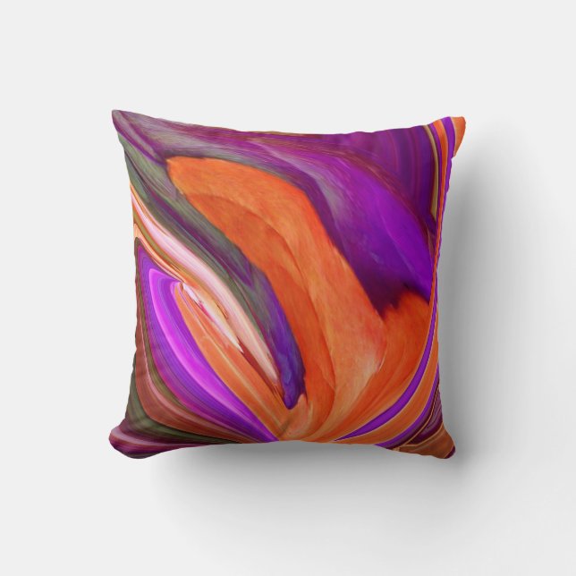 Almofada Abstrato Orange N Purple Leaf Travesseiro decorati (Frente)