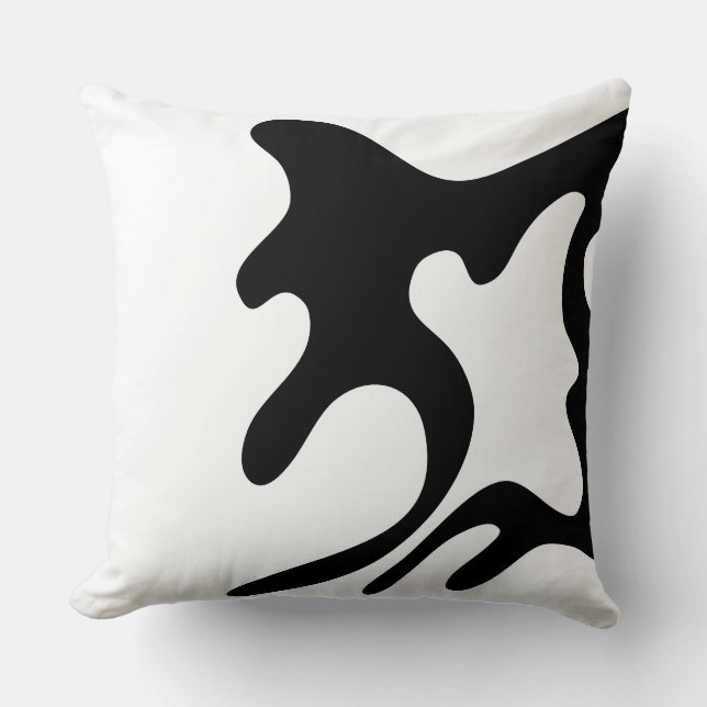 Almofada Abstrato orgânico preto-e-branco moderno (Frente)