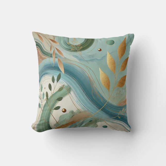 Almofada Abstrato Ouro Leaf Trabalho de arte Estilo 9 (Frente)