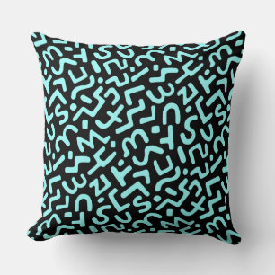 Almofada Abstrato padrão 170822 - Azul gelado em preto