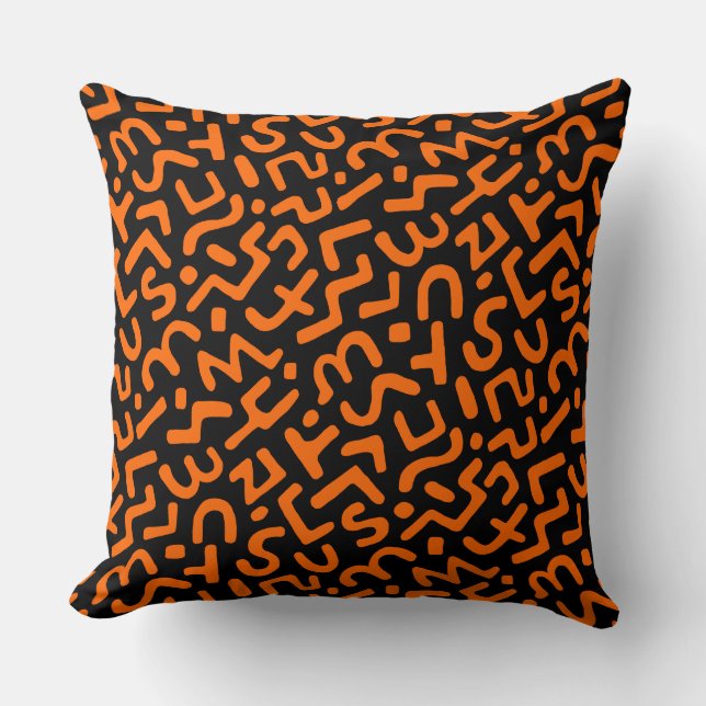 Almofada Abstrato Pattern 170822 - Orange on Black (Laranja (Frente)