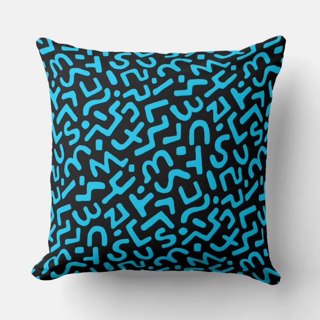 Almofada Abstrato Pattern 170822 - Sky Blue on Black (Frente)