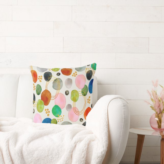 Almofada Abstrato Pebble Dourado Glitter Art (Sofá)