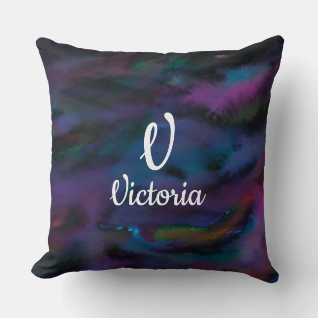 Almofada Abstrato personalizado purga a cor da água (Frente)