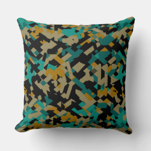 Almofada Abstrato preto-e-amarelo-turquesa