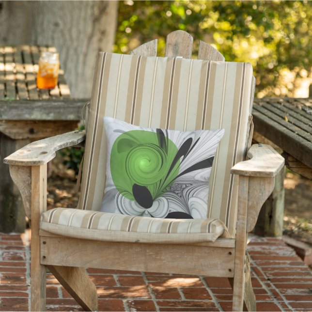 Almofada Abstrato preto e branco com arte frontal verde (Cadeira)