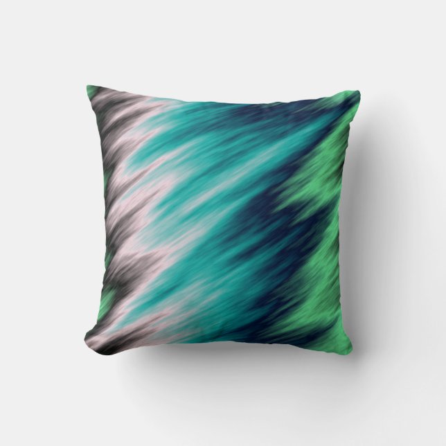 Almofada Abstrato preto e branco verde azul (Frente)