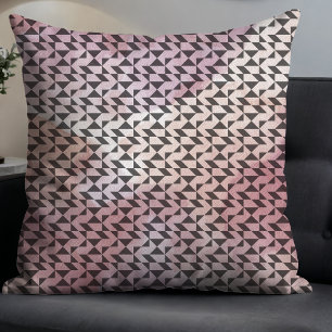 Almofada Abstrato preto Patten cor-de-água rosa
