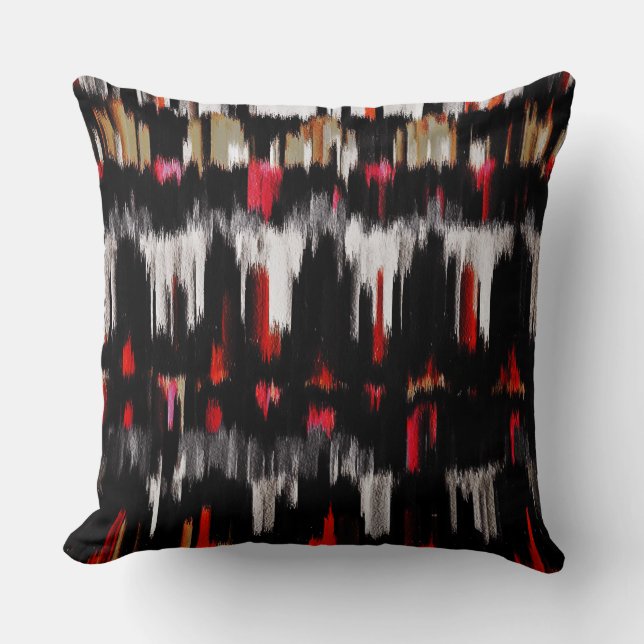 Almofada Abstrato preto vermelho das cinzas que pinta #3 (Frente)