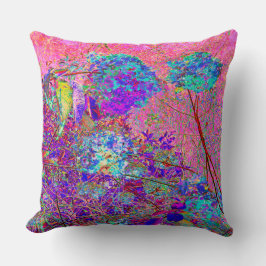 Almofada Abstrato púrpura e azul-hidrangea com magenta