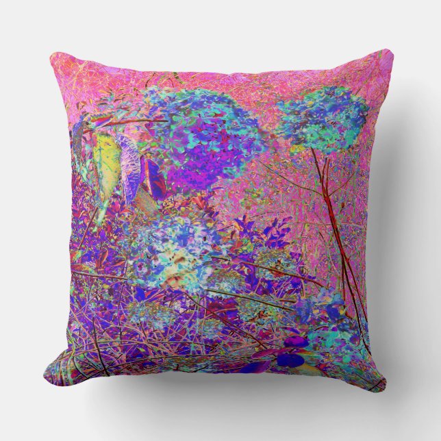 Almofada Abstrato púrpura e azul-hidrangea com magenta (Frente)