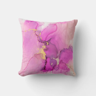 Almofada Abstrato púrpura, lilás, rosa, fundo dourado, pare