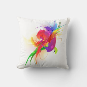 Almofada Abstrato Rainbow Lorikeet Paint Splatters