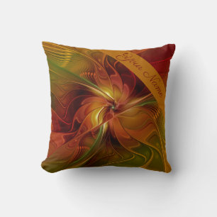 Almofada Abstrato Red Orange Brown Green Name