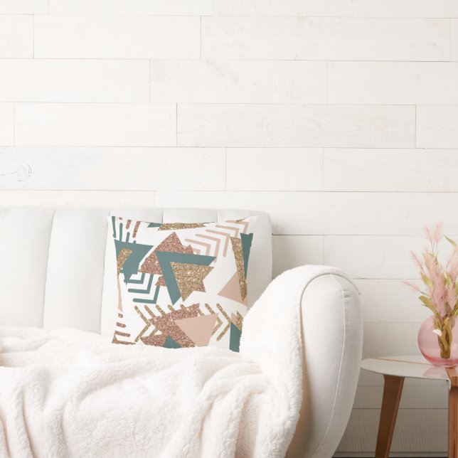 Almofada abstrato retroativo 80s | Paleta verde e Dourada d (Sofá)
