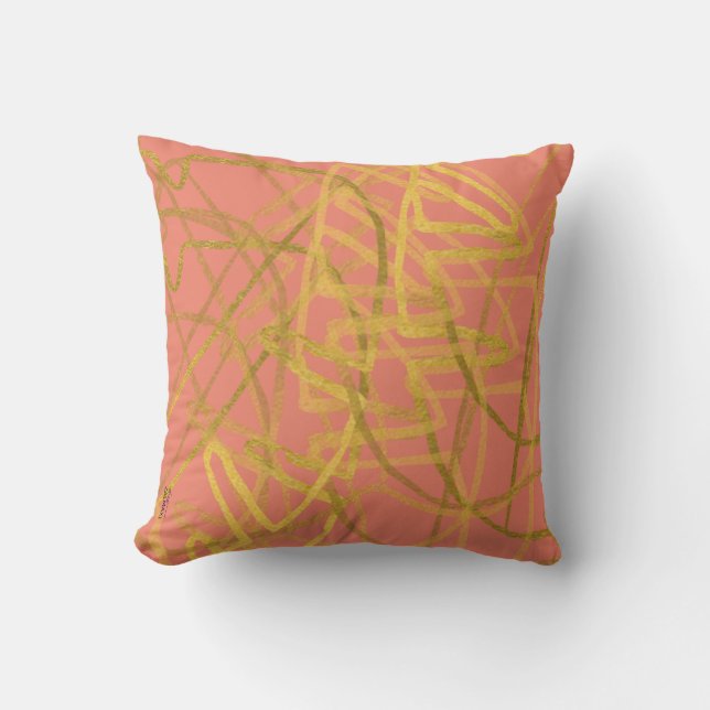 Almofada Abstrato Rosa Dourado Chic (Frente)