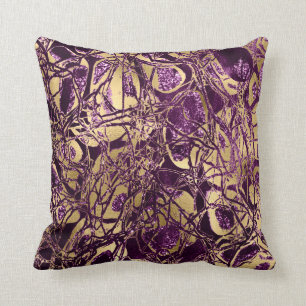 Almofada Abstrato roxo Sparkly da violeta do brilho Dourado