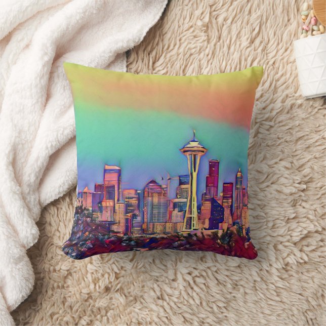Almofada Abstrato Seattle Skyline (Cobertor)