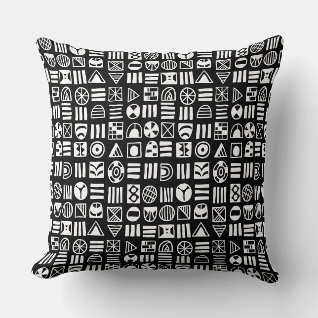 Almofada Abstrato Shapes 060617 Pattern - Branco em preto (Frente)