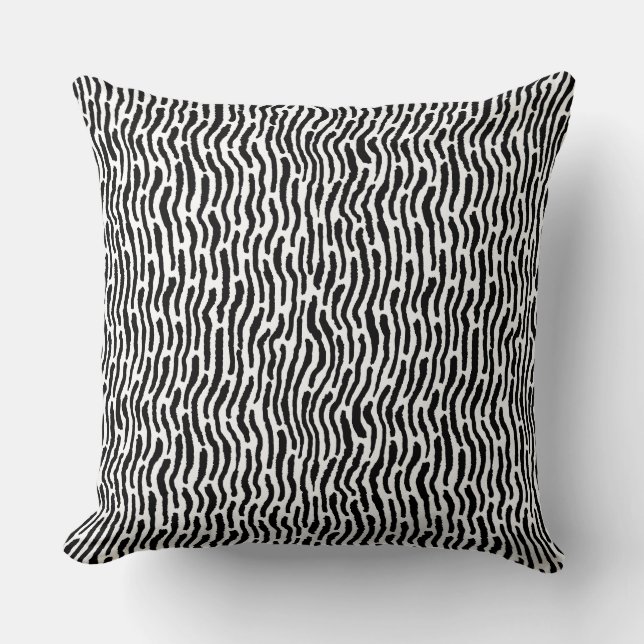 Almofada Abstrato Shibori Style Stripes - Preto em Branco (Frente)