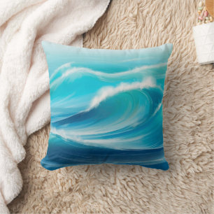Almofada Abstrato Soft Blue Ocean Water Waves Splash