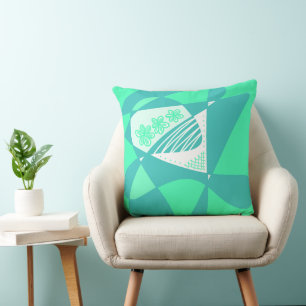 Almofada Abstrato Stars And Stripes: Verde Teal Branco