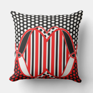 Almofada Abstrato Stripes & pontos / preto vermelho - trave