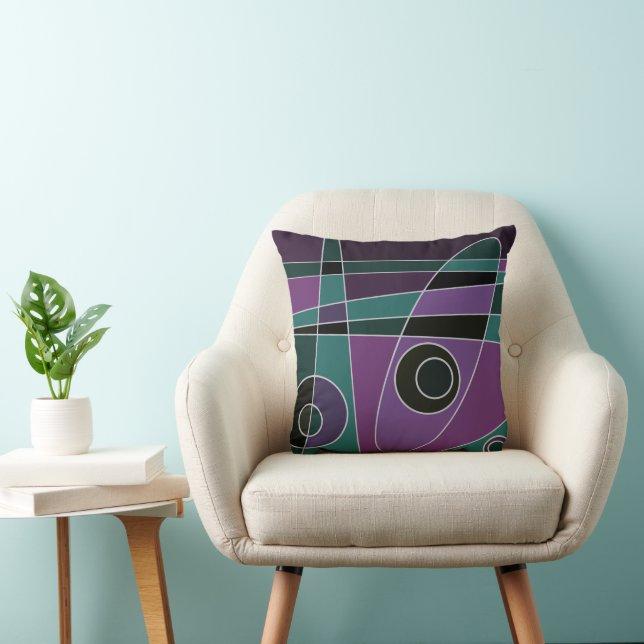 Almofada Abstrato surfing Teal Purple (Cadeira)