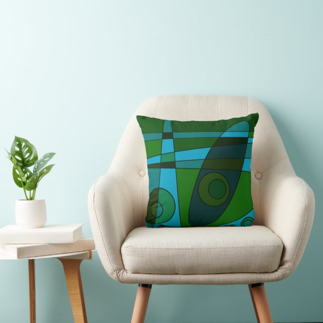 Almofada Abstrato Surfing Turquoise Green Shade (Cadeira)